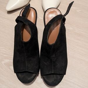 Black Suede Heeled Sandals